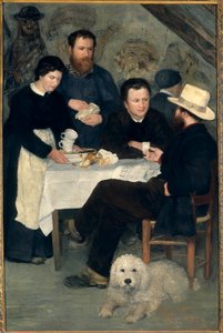 Chez la Mere Antony a Marlotte: Claude Monet, Alfred Sisley and Charles Le Coeur Around the Table with Mere Anthony