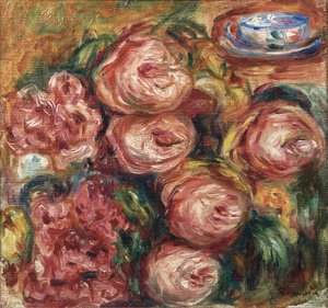 Composition with Roses and a Cup of Tea by Pierre Auguste Renoir