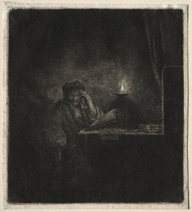 Copy of Student at a Table by Candlelight by Pierre Auguste Renoir