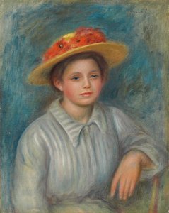 Portrait of a Woman with a Hat with Flowers