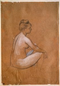 Sitting bather. Painting by Pierre Auguste Renoir