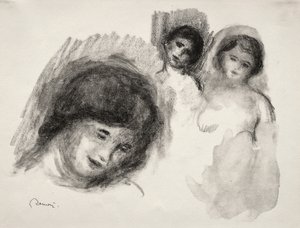 Stone with Three Sketches by Pierre Auguste Renoir