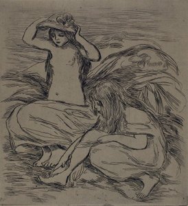 Two Women Bathing by Pierre Auguste Renoir
