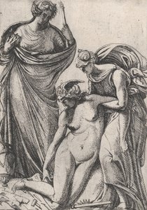 Study supporting the fainting personification of Sculpture, standing next to them by Pierre Biard