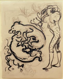 Dogs Playing and a Figure