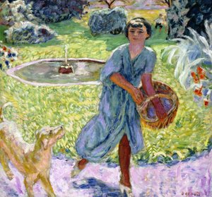 The Young Girl or Young Girl Playing with a Dog