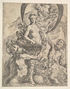 Jupiter, Pluto, and Neptune Offering their Riches to Fortune, 1624 by Pierre Brebiette