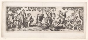 Resting Silenus and His Followers in a Landscape by Pierre Brebiette