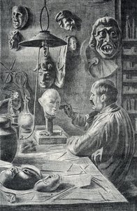Manufacture of theater and disguise masks Engraving from 
