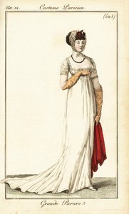 Woman in formal wear drawn at the Opera, Paris