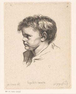 Head of a Young Child, Turned to the Left La Petite Nanette (title on object) Heads of Various Figures (series title) Ir. Cahier de Têtes de Différens Caractères (series title) by Pierre Charles Ingouf