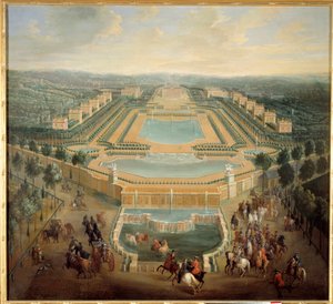 Perspective View of the Castle of Marly, King Louis XV Leaves the Castle