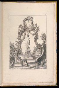 Cartouche and Fountain with Venus and Amor