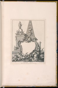 Cartouche with Trophies, a Statue and a Pyramid