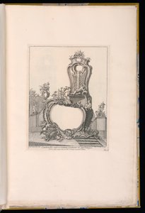 Cartouche with a Fountain in a Garden Setting in the Background