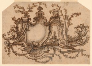 Design for Panel Decoration with Rocaille Ornament
