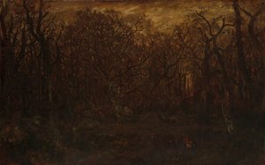 The Forest in Winter at Sunset by Pierre Etienne Theodore Rousseau