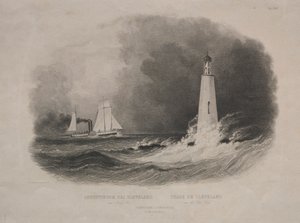 Lighthouse in Cleveland, Ohio, on Lake Erie by Pierre Eugène Aubert I