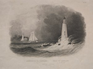 Lighthouse in Cleveland, Ohio, on Lake Erie by Pierre Eugène I Aubert