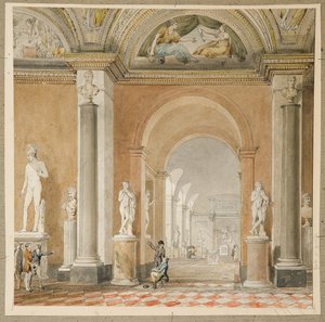 The Old Apollo Room of the Belvedere at the Louvre by Pierre Francois Leonard Fontaine
