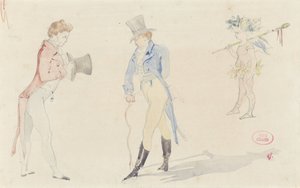 Light Sketch Sheet with Two Meeting Dandies and a Ballet-Amour by Pierre François Eugène Giraud
