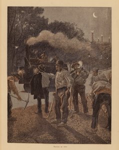 Roadworks in Paris at night by Pierre Georges Jeanniot