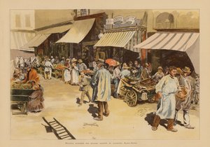 The Marchandes de Quatre Saisons on the Rue du Faubourg Saint-Denis, Paris by Pierre Georges Jeanniot
