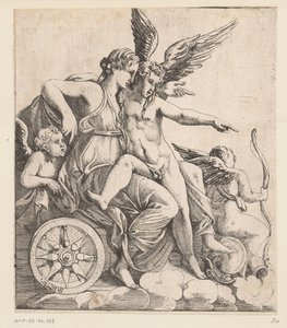 Venus and Amor in a Triumphal Chariot, Surrounded by Putti by Pierre II Biard