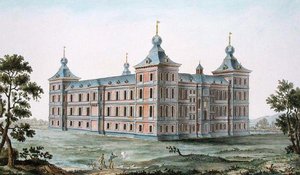 Chateau at Ronse, Belgium, from Choix des Monuments, Edifices et Maisons les plus remarquables du Royaume des Pays-Bas by Pierre Jacques Goetghebuer, published 1827