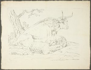 A Bull and Two Sheep by Pierre Lelu