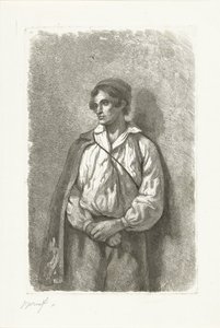 Portrait of an Unknown Young Man with Cap and Cape by Pierre Louis Dubourcq