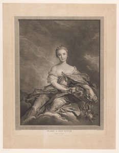 Flora on Clouds with Flowers in Hand (title on object: Flore a son lever)