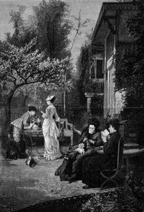 Flowers of peach. Engraving after the painting by Pierre Beyle. In The Illustrous World n°1250 of March 12