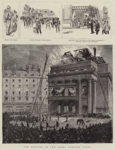 The Burning of the Opera Comique, Paris by Pierre Mejanel