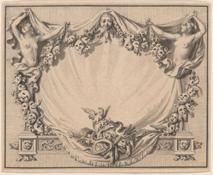 A Cartouche with Theater Masks by Pierre Philippe Choffard