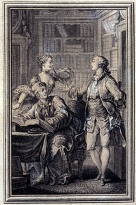 A Stingy Woman, Gallant Croc - in “Tales et nouvelles en vers” by Jean La Fontaine. 1776. Illustration by P.P. Choffard