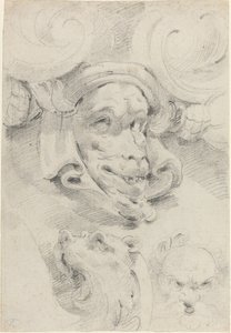 Ornamental Sketches with Grotesque Masks