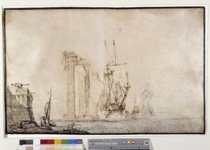 Ship Against a Ruined Colonnade by Pierre Puget