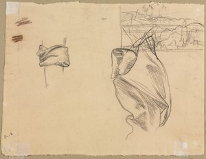 Studies of Drapery and Study of a Landscape (verso) by Pierre Puvis de Chavannes