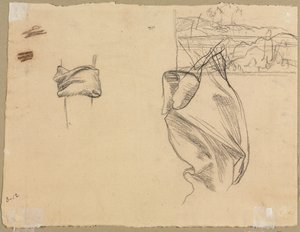 Studies of Drapery and Study of a Landscape Verso, 1800s by Pierre Puvis de Chavannes