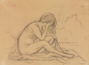 Study of a Female Nude (possibly for an unrealized allegorical painting) (recto) by Pierre Puvis de Chavannes