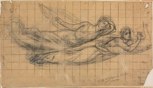 Two Flying Figures with a Lyre (Study for The Sacred Grove, Beloved of the Arts and the Muses) by Pierre Puvis de Chavannes