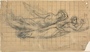 Two Flying Figures with a Lyre by Pierre Puvis de Chavannes