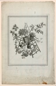 Trophy with Instruments of Gardening, Plate 2 from Suite of Different Attributes, Trophies, and Groups of Flowers, Suite II by Pierre Ranson