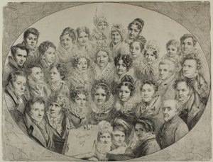 Thirty-one Portraits in an Oval by Pierre Roch Vigneron