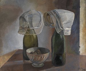 Still Life with Bottles and Breton Bonnets by Pierre Roy