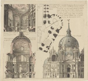 Three Views and a Plan of a Triangular Parish Church by Pierre Varin