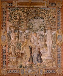 Vertumnus Kisses Pomona (Flemish Tapestry)