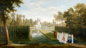 A View of Chiswick Gardens Towards the Rear of the Bagnio (Cascina) Chiswick House by Pieter Andreas Rysbrack