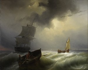 Ships at Sea in a Stiff Wind, 1838